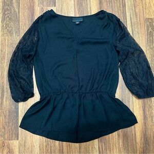Black Lace Sleeve Women's Top